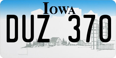 IA license plate DUZ370