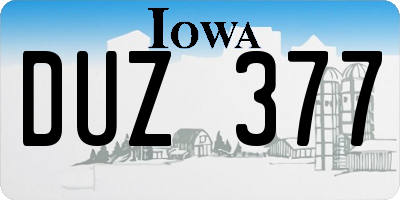 IA license plate DUZ377