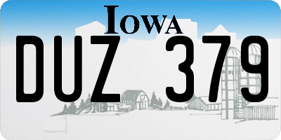 IA license plate DUZ379