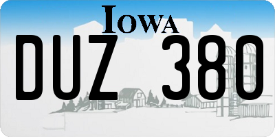 IA license plate DUZ380