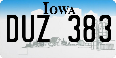 IA license plate DUZ383