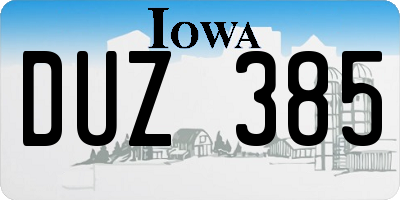 IA license plate DUZ385