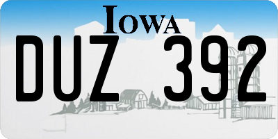 IA license plate DUZ392