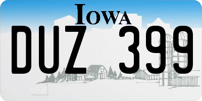 IA license plate DUZ399
