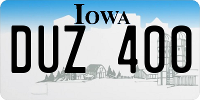 IA license plate DUZ400