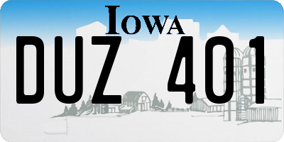 IA license plate DUZ401