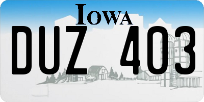 IA license plate DUZ403