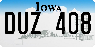 IA license plate DUZ408