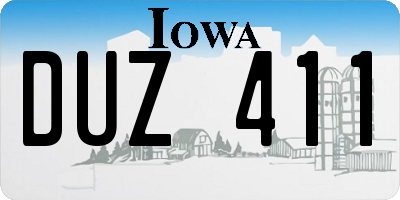 IA license plate DUZ411