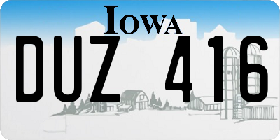 IA license plate DUZ416