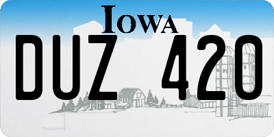 IA license plate DUZ420