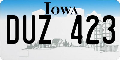IA license plate DUZ423
