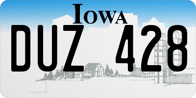 IA license plate DUZ428