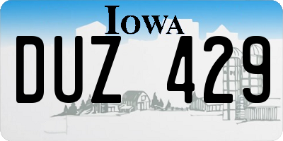 IA license plate DUZ429