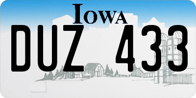 IA license plate DUZ433