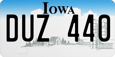 IA license plate DUZ440