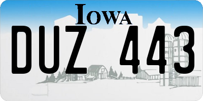 IA license plate DUZ443