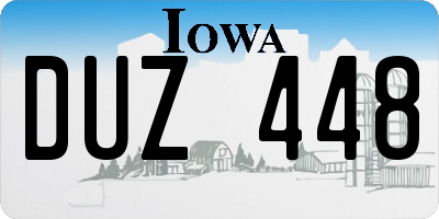 IA license plate DUZ448