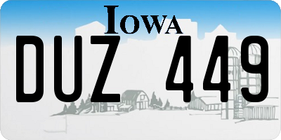 IA license plate DUZ449