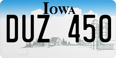 IA license plate DUZ450