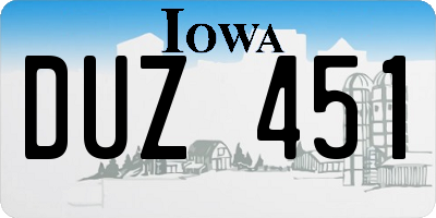 IA license plate DUZ451