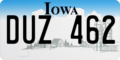 IA license plate DUZ462