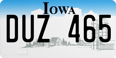 IA license plate DUZ465