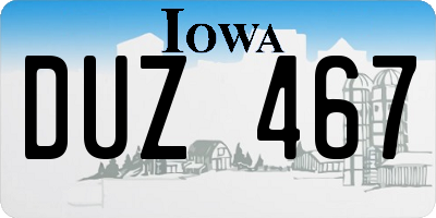 IA license plate DUZ467
