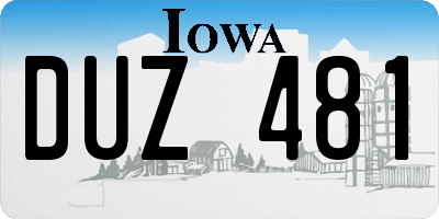 IA license plate DUZ481