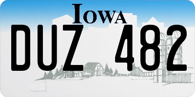 IA license plate DUZ482