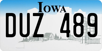 IA license plate DUZ489