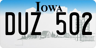 IA license plate DUZ502