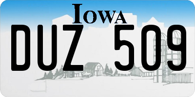 IA license plate DUZ509