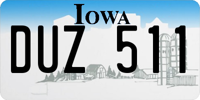 IA license plate DUZ511