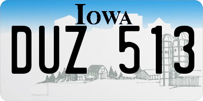 IA license plate DUZ513