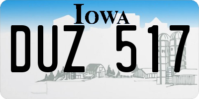 IA license plate DUZ517