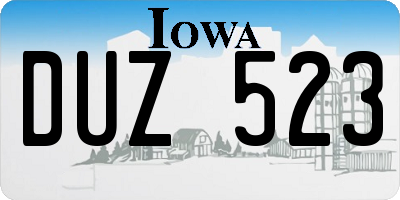 IA license plate DUZ523