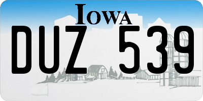 IA license plate DUZ539