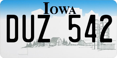 IA license plate DUZ542