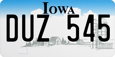 IA license plate DUZ545