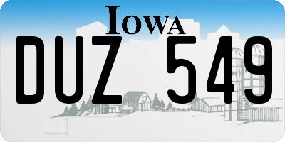 IA license plate DUZ549