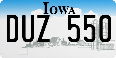 IA license plate DUZ550