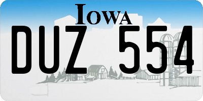 IA license plate DUZ554