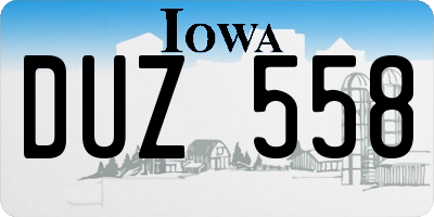 IA license plate DUZ558