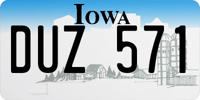 IA license plate DUZ571