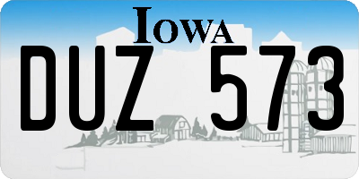 IA license plate DUZ573