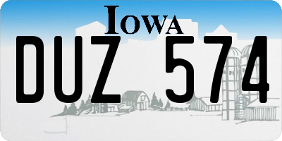 IA license plate DUZ574