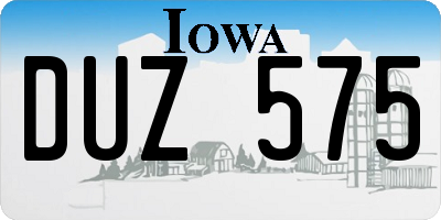IA license plate DUZ575