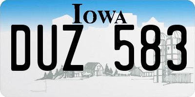 IA license plate DUZ583