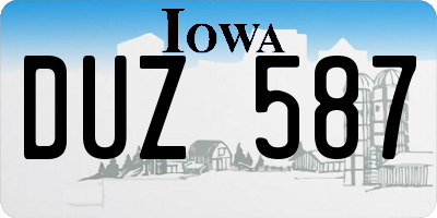 IA license plate DUZ587